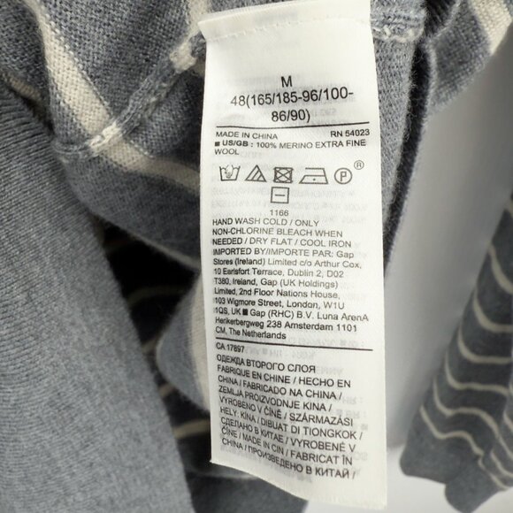 BANANA REPUBLIC Italian Merino Wool Baruffa Striped Gray Crewneck Sweater Size M - Picture 5 of 6